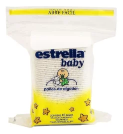 Algodon estrella baby en paños X40 unidades
