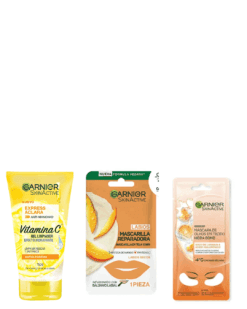 COMBO GARNIER VITAMINA C GEL LIMPIADOR + MASC OJOS + MASC LABIOS