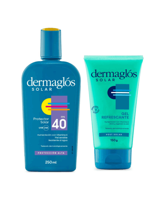 Combo dermaglos solar FPS40 X250ml + Post solar 150gr