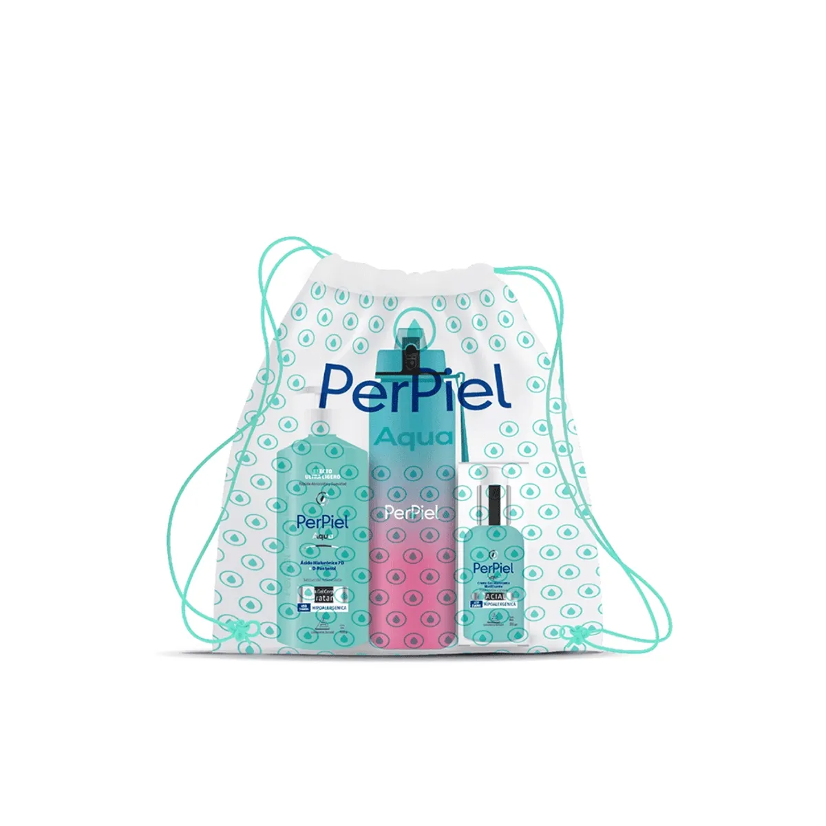 Combo Perpiel aqua: crema corporal + crema facial + botella de regalo!