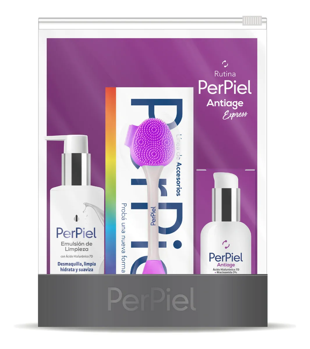 Combo Perpiel antiage express: Leche de limpieza + crema antiage facial + espatula limpiadora
