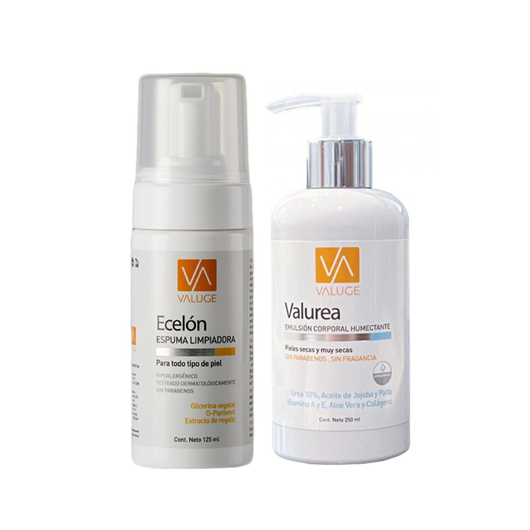 Combo valuge: valurea emulsion corporal X250ml + ecelon espuma de limpieza X125ml