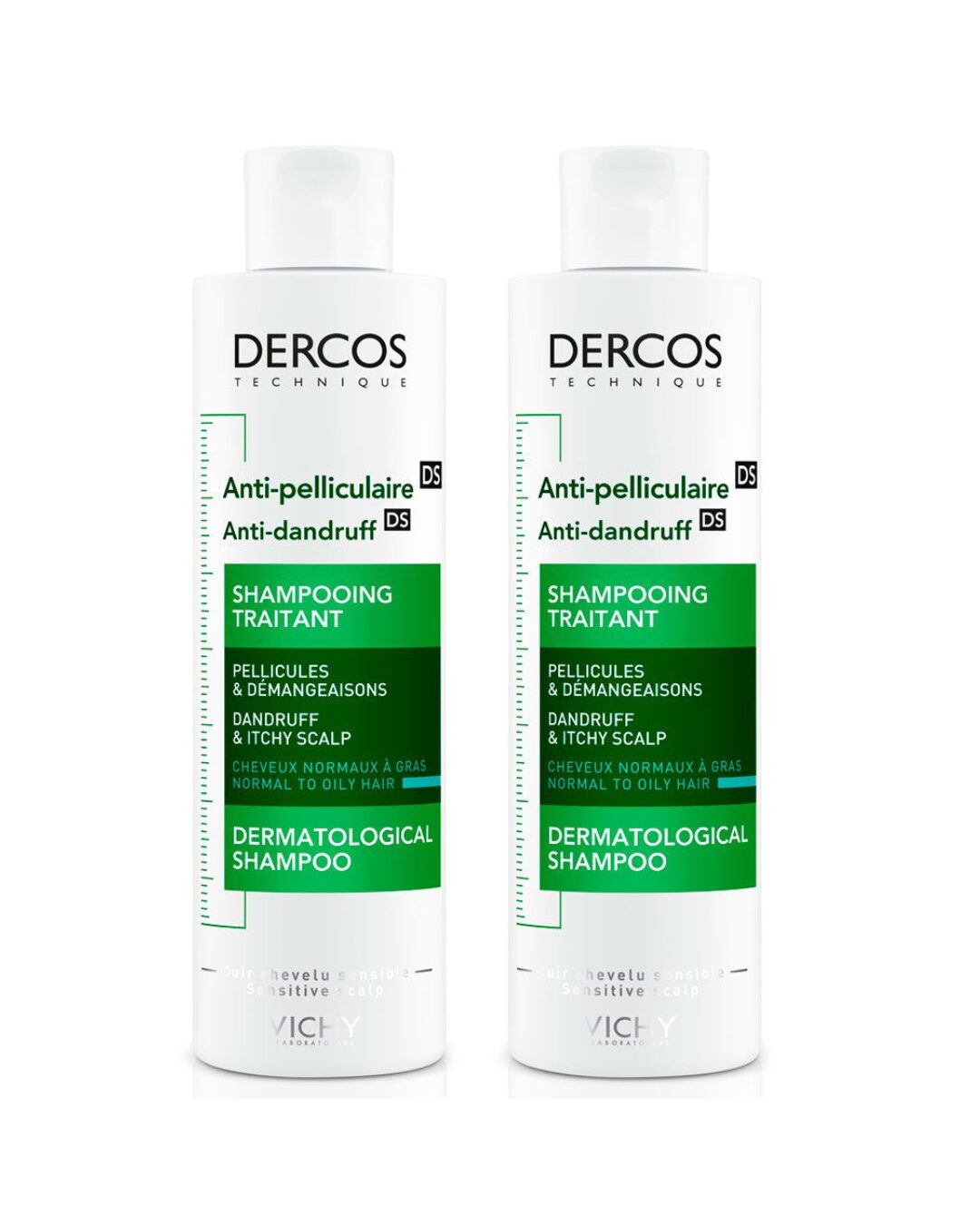 Vichy combo: Dercos shampoo anti caspa, cabellos grasos X2