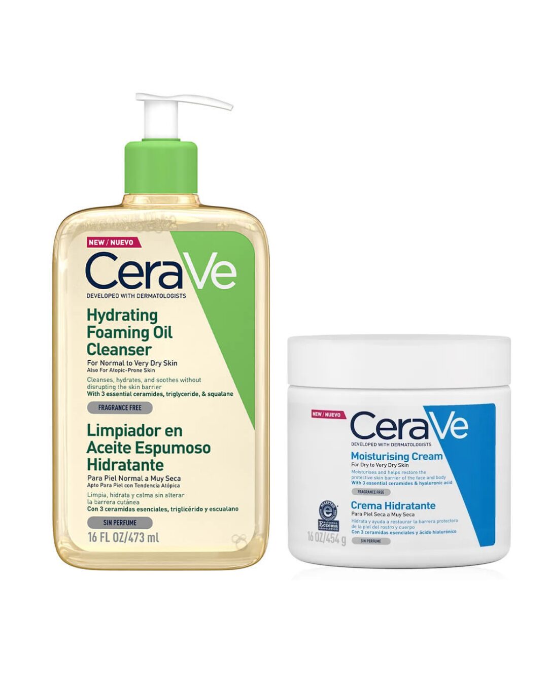 Cerave combo: Aceite limpiador + crema hidratante X454ml