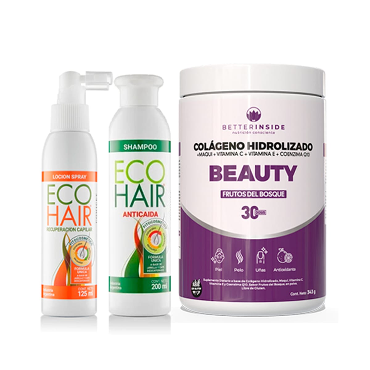 Combo better inside beauty + ecohair shampoo anticaída X200ml + Ecohair loción anticaida X125ml