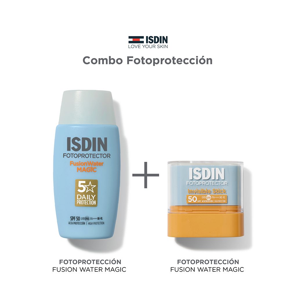 Comgo isdin foto invisible stick spf 50 - 10gr + foto fusion water magic 5 stars 50 spf - 50ml