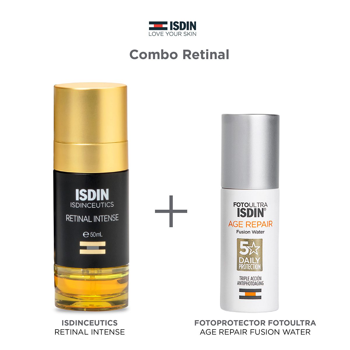 Combo isdin retinal intense 50ml + foto ultra age repair fw 50+ - 50ml